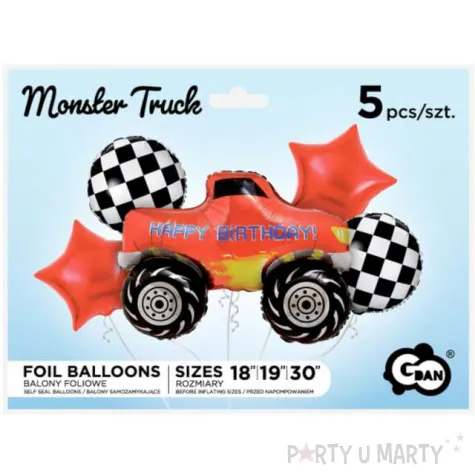 zestaw balonow foliowych monster truck godan 5 szt