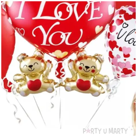 zestaw balonow na walentynki czerwone serca z napisem i love you