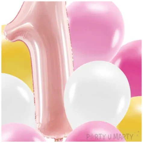 zestaw balonow roczek dziewczynki rozowy partydeco 9 szt