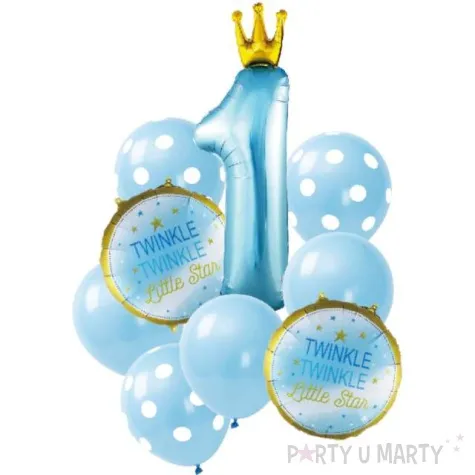 zestaw balonow roczek w koronie twinkle twinkle little star blekitny jix 9 szt