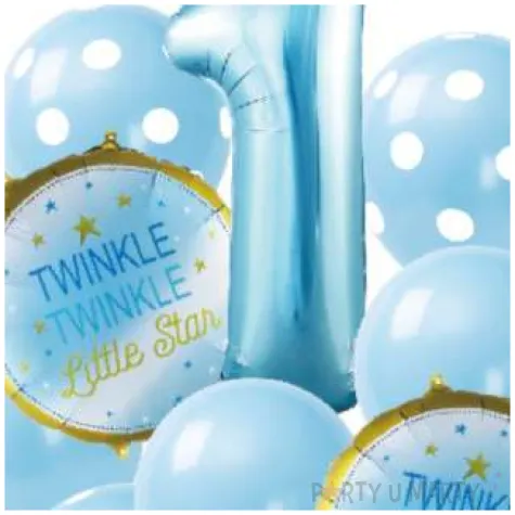 zestaw balonow roczek w koronie twinkle twinkle little star blekitny jix 9 szt