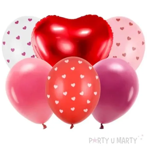 zestaw balonow serca i serduszka partydeco 6 szt