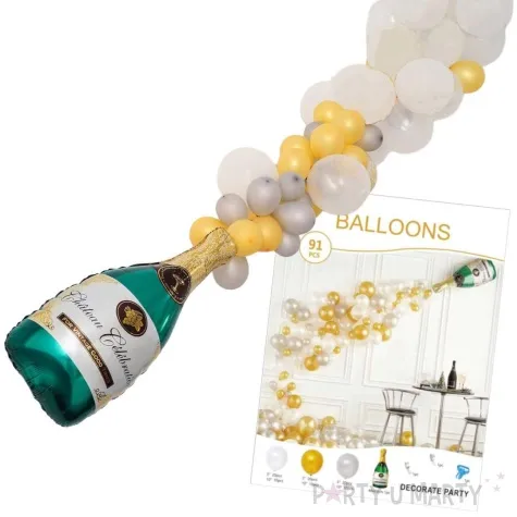 zestaw balonow szampan imprezowa girlanda xxl jix 90 szt