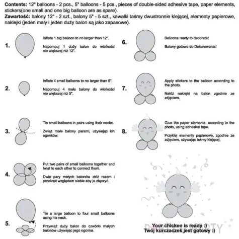 zestaw balonow urocze zwierzatka kurczaczek godan 12