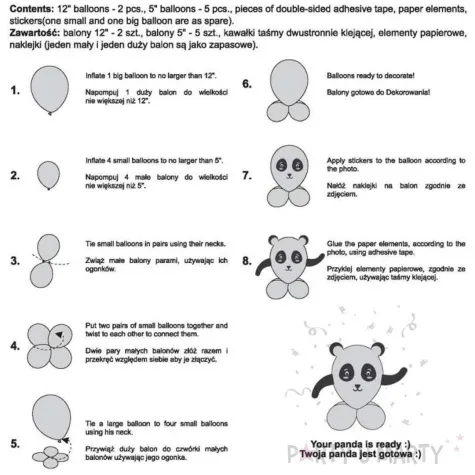 zestaw balonow urocze zwierzatka panda godan 12
