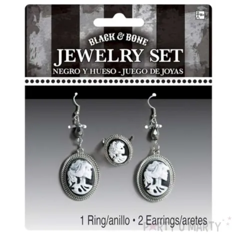 zestaw bizuteria dama szkieletor srebrna amscan