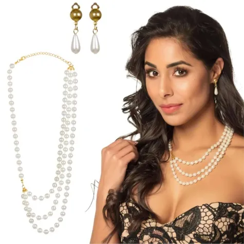 zestaw bizuteria naszyjnik i kolczyki perlowy boland