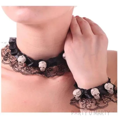 zestaw bizuterii czaszka naszyjnik bransoletka