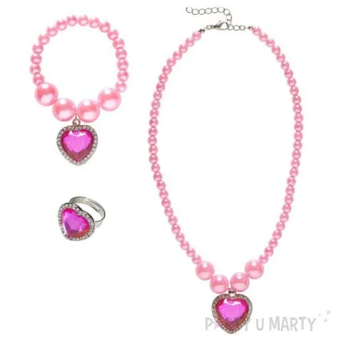 zestaw bizuterii gem heart serce rozowy widmann