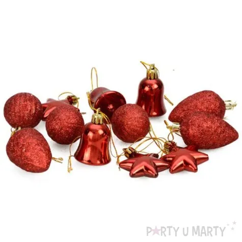 zestaw bombek swiateczny mix 12 czerwony arpex