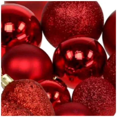 zestaw bombek swiateczny mix 12 czerwony z brokatem arpex