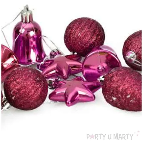 zestaw bombek swiateczny mix 12 rozowy arpex