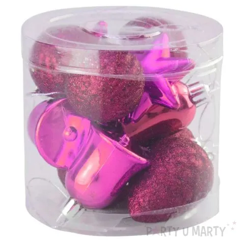 zestaw bombek swiateczny mix 12 rozowy arpex