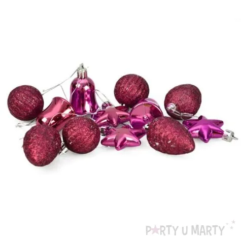 zestaw bombek swiateczny mix 12 rozowy arpex