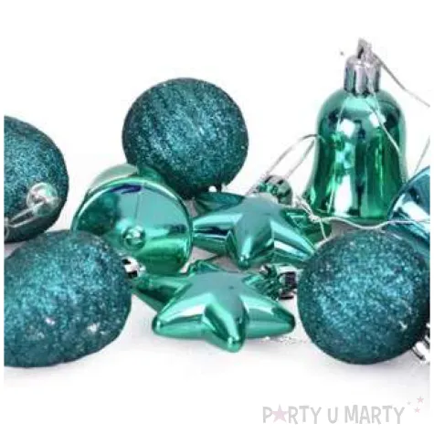 zestaw bombek swiateczny mix 12 turkusowy arpex
