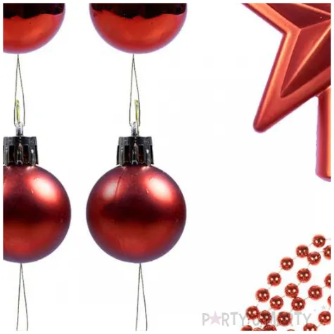 zestaw dekoracji bombki gwiazda i lancuch choinkowy czerwony arpex