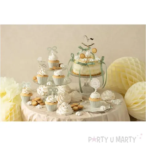 zestaw dekoracji do muffinek na baby shower roczek urodziny pikery i papilotki oh baby 6 kpl