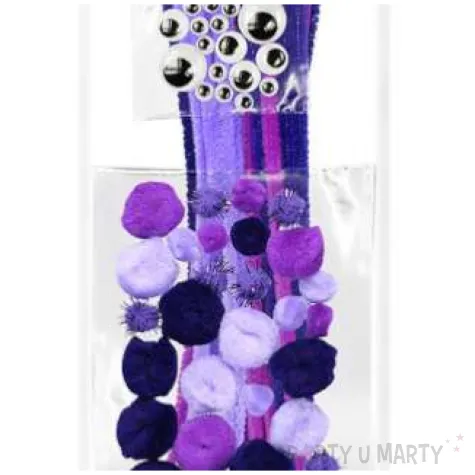 zestaw dekoracji druciki i oczka fioletowy titanum 80 szt