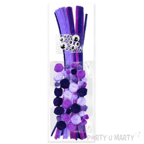 zestaw dekoracji druciki i oczka fioletowy titanum 80 szt