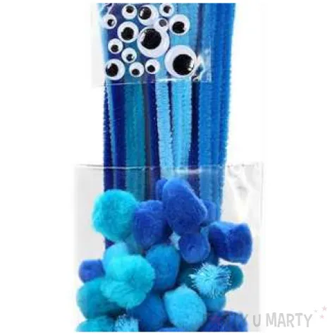 zestaw dekoracji druciki i oczka niebieski titanum 80 szt