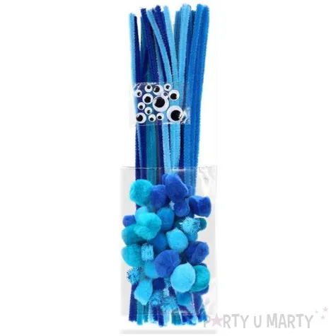 zestaw dekoracji druciki i oczka niebieski titanum 80 szt