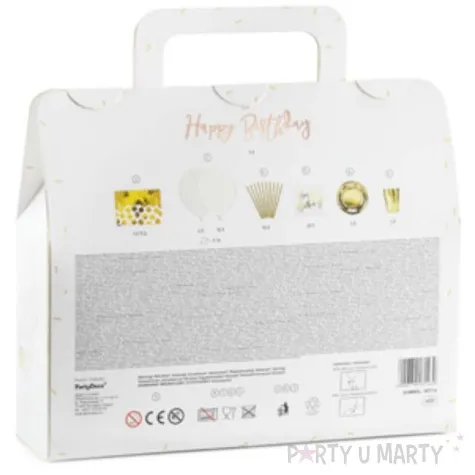 zestaw dekoracji happy birthday zloty partydeco 60 szt