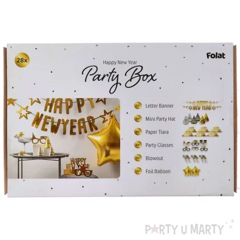 zestaw dekoracji happy new year black and gold folat 1 kpl