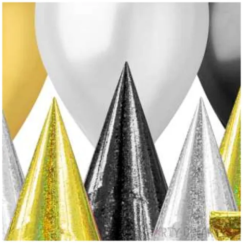 zestaw dekoracji imprezowe czapeczki balony i gwizdki zabawa sylwestrowa mix godan 13 elemen