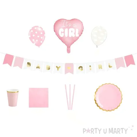 zestaw dekoracji its a girl rozowy partydeco 1kpl