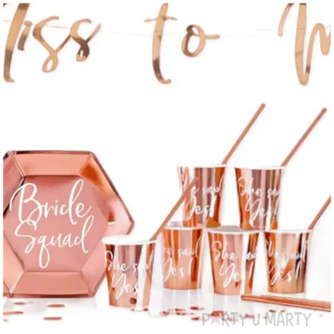 zestaw dekoracji wieczor panienski rozowe zloto partydeco 44 szt