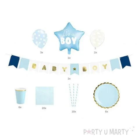 zestaw dekoracji zastawa its a boy partydeco 1 szt