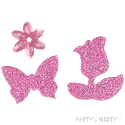 zestaw dekoracyjny naklejki cekiny motyle i kwiaty rozowy titanum