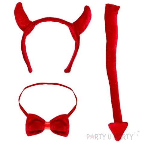 zestaw diabelek opaska muszka ogon czerwony widmann 3 szt