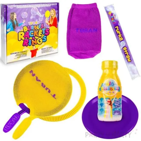 zestaw do baniek mydlanych rakietki obrecze i slomka tuban 250 ml