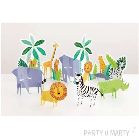 zestaw do dekoracji stolu zwierzeta safari unique 5 szt