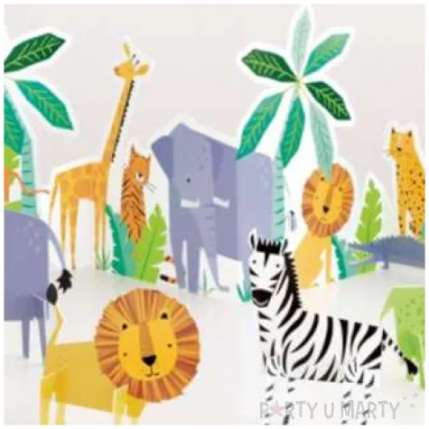 zestaw do dekoracji stolu zwierzeta safari unique 5 szt