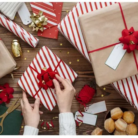 zestaw do pakowania prezentow welur czerwony partydeco 1 kompl