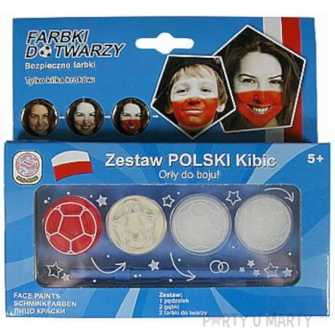 zestaw farbek kibica bialo czerwone polska