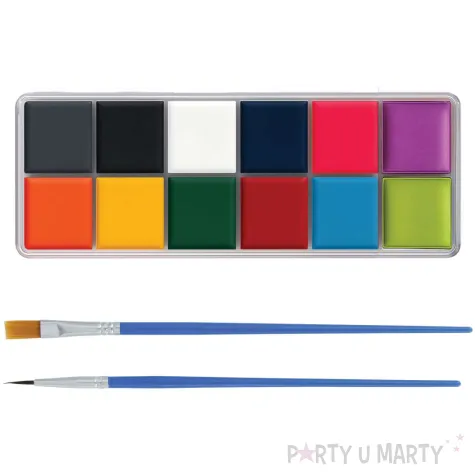 zestaw farbki do twarzy z pedzelkami 12 kolorow guirca