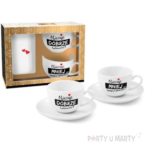 zestaw filizanek obiecuje dobrze gotowac obiecuje mniej imprezowac bgtech 2 szt