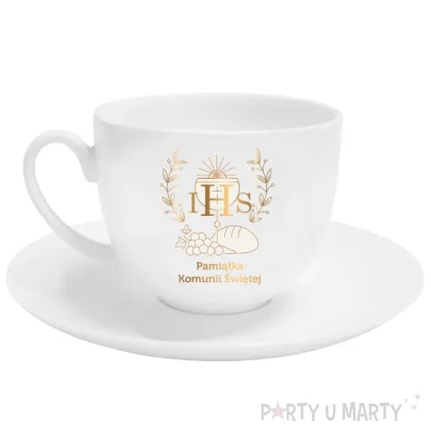 zestaw filizanka komunijna pamiatka komunii swietej kielich biala bgtech 220 ml