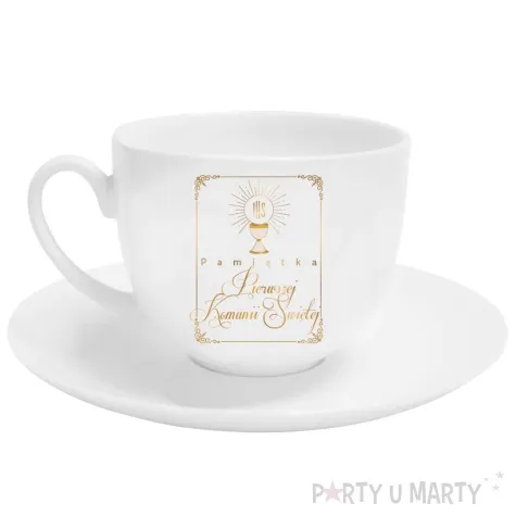 zestaw filizanka komunijna pamiatka komunii swietej ramka biala bgtech 220 ml