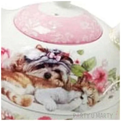 zestaw filizanka z dzbankiem roze i przyjaciele bialy godan