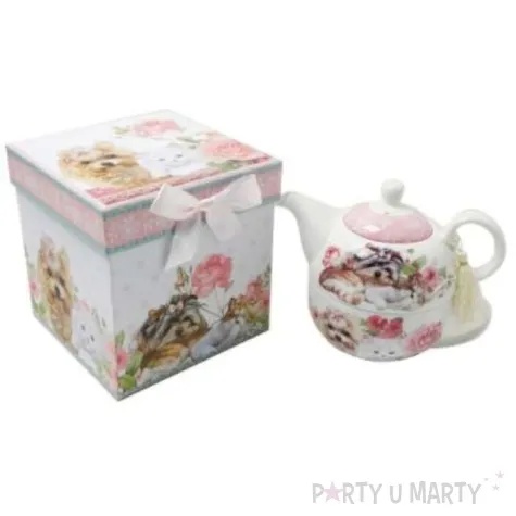 zestaw filizanka z dzbankiem roze i przyjaciele bialy godan