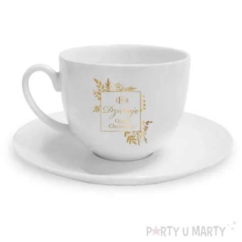 zestaw filizanka ze spodkiem dziekuje ci ojcze chrzestny bgtech 220 ml