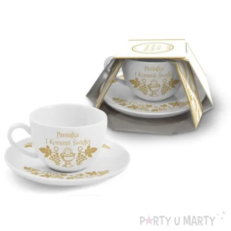 zestaw filizanka ze spodkiem komunia kisc bgtech 190 ml