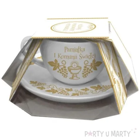 zestaw filizanka ze spodkiem komunia kisc bgtech 220 ml