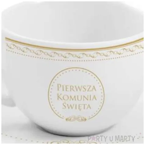 zestaw filizanka ze spodkiem komunia koronka bgtech 190 ml