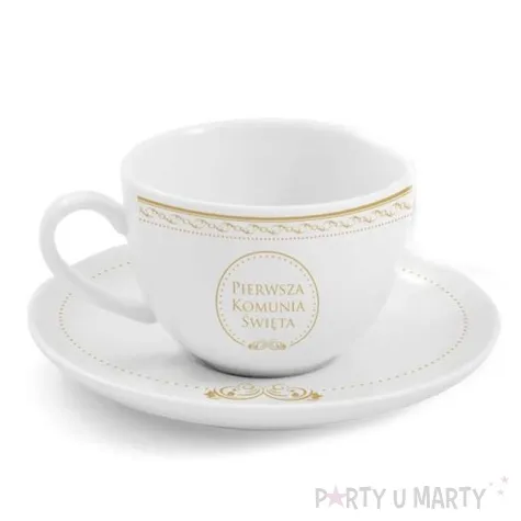 zestaw filizanka ze spodkiem komunia koronka bgtech 190 ml