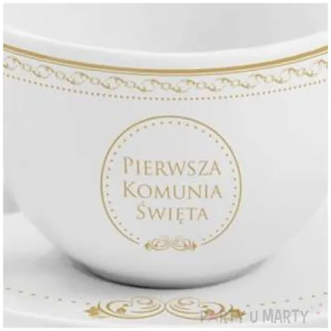 zestaw filizanka ze spodkiem komunia koronka bgtech 220 ml